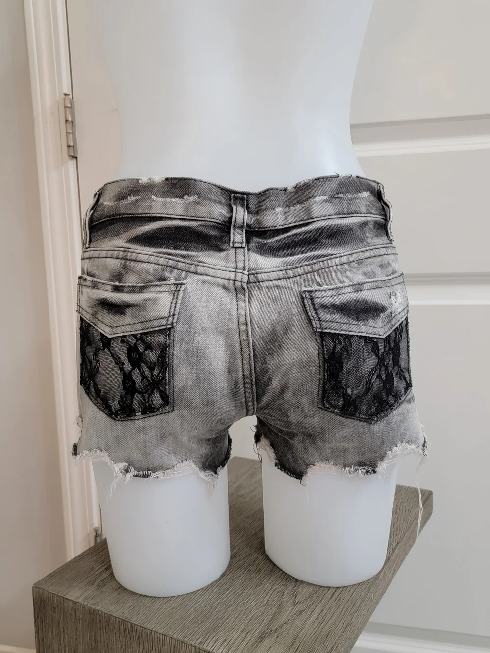 Distressed Grey Denim Women's Shorts